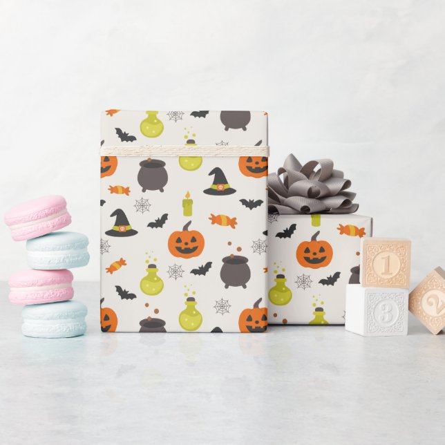 Söt Halloween-mönstrad presentpapperrulle Presentpapper (Baby Shower)