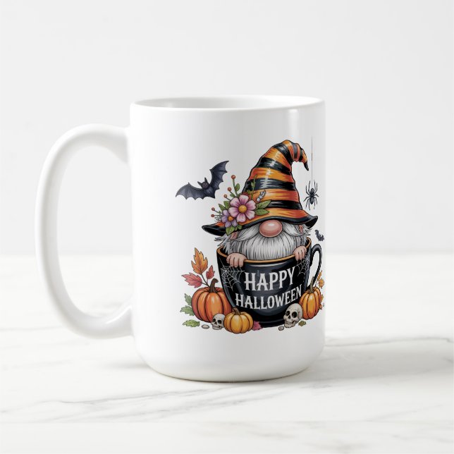 Söt Halloween-mugg med tomte i kaffekopp | Glad  (Vänster)