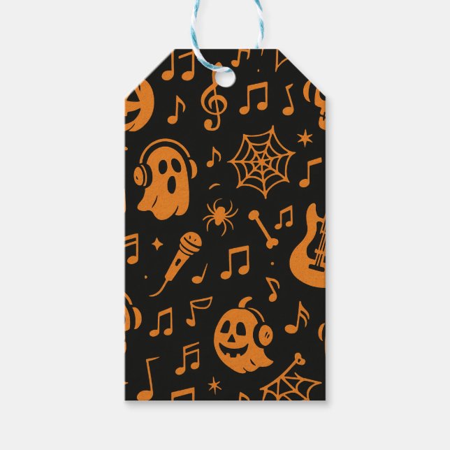 söt Halloween-musik-gåvobricka Presentetikett (Framsidan)