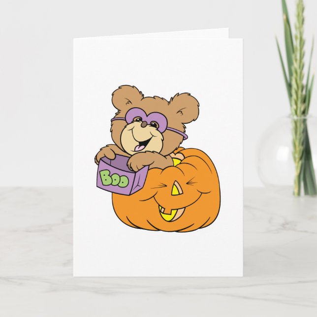 söt halloween-nalle i pumpboo kort (Framsida)