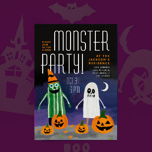 Söt Halloween-natt monsterpumpafest Inbjudningar