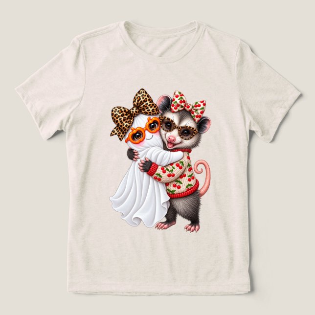 Söt Halloween-opossum Spöke Höst Pumpa  T Shirt (Design Framsida)