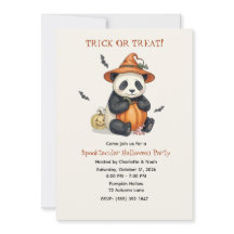 Söt Halloween Panda Pumpa Inbjudan