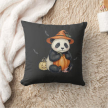 Söt Halloween Panda Pumpa Kastkudde