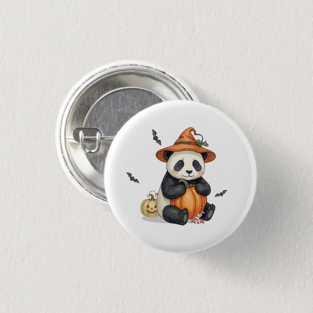 Söt Halloween Panda Pumpa Knappar (Framsida & baksida)