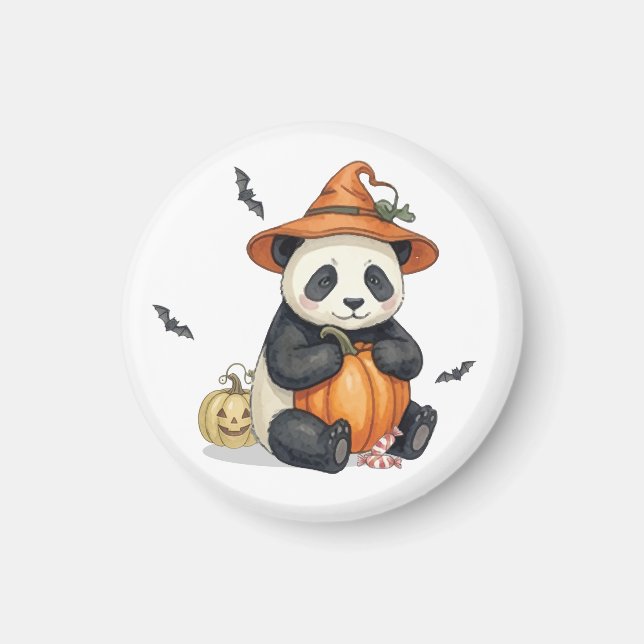 Söt Halloween Panda Pumpa Magnet (Framsidan)