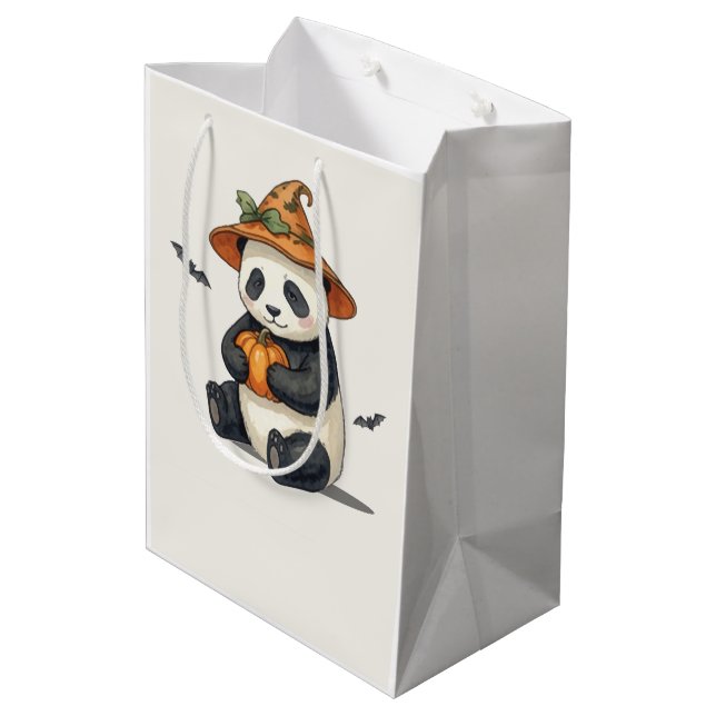 Söt Halloween Panda Pumpa Presentpåse (Baksidan Vinklad)
