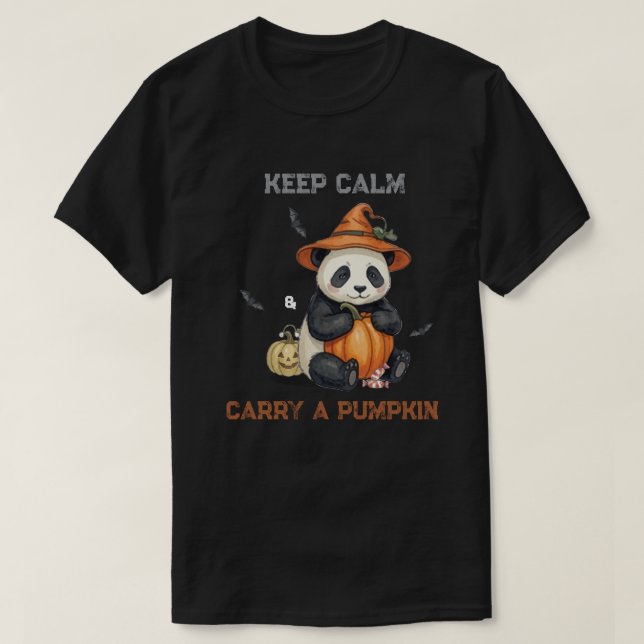 Söt Halloween Panda Pumpa T-Shirt (Design framsida)