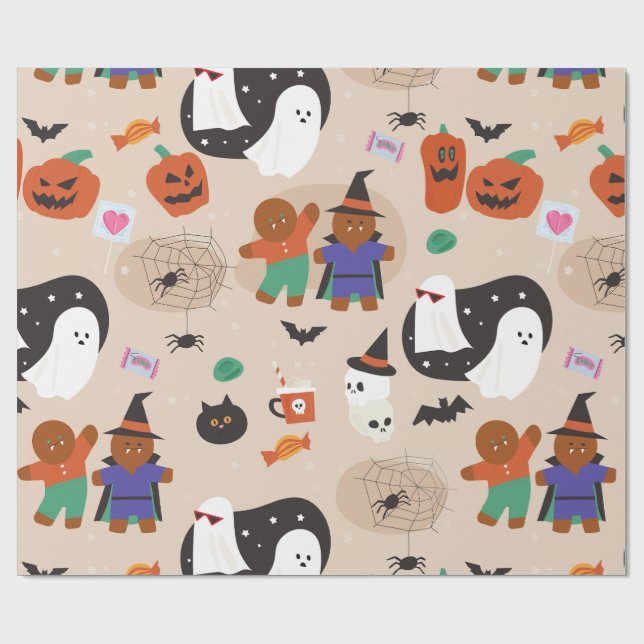 söt halloween pepparkaksgubbe vampyr presentpapper (Platt)