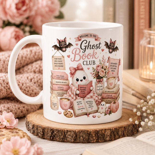 Söt Halloween-personlig spök-bokklubb-mugg Kaffemugg (Skapare uppladdad)