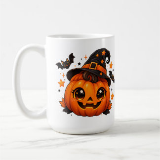 Söt Halloween-pumpa häxa Kaffemugg