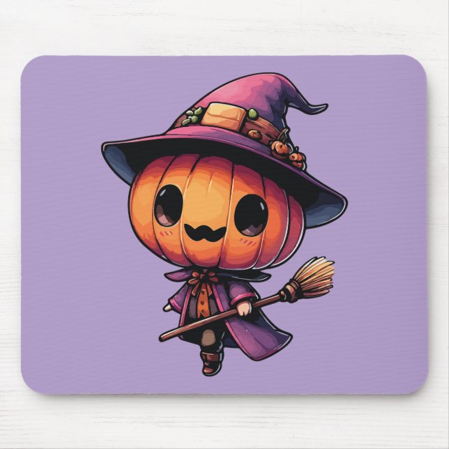 Söt Halloween-pumpa häxa Musmatta (Framsidan)