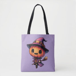 Söt Halloween-pumpa häxa Tygkasse