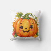 Söt Halloween-pumpa kastkudde | Whimsical Fa