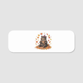 Söt Halloween Pumpa Krydd Björn Mysig Höst T-Shirt Namnbricka