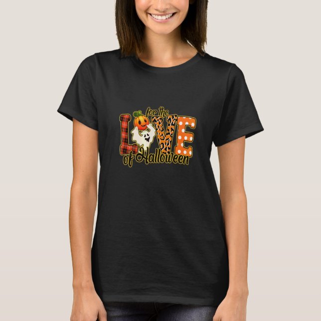 Söt Halloween-pumpa Leopard Kärlek Halloween Spöke T Shirt (Framsida)