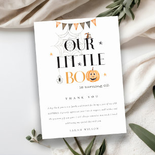 Söt Halloween-pumpa Little Boo barnkalas Tack Kort
