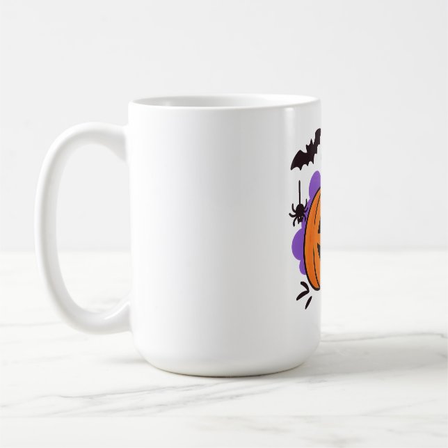 Söt Halloween-pumpa med häxhatt – Spöke & Fladderm Kaffemugg (Vänster)