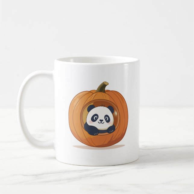 Söt Halloween-pumpa Panda Kaffemugg (Vänster)