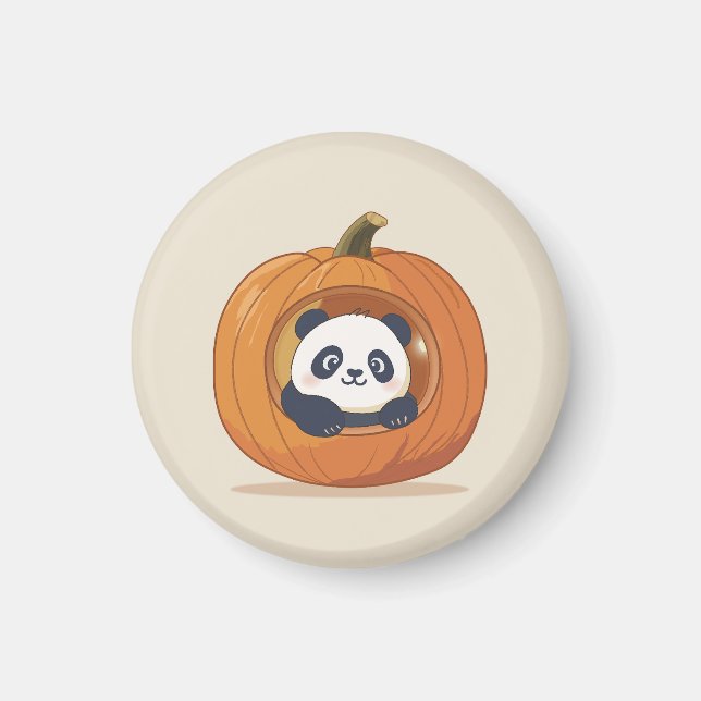 Söt Halloween-pumpa Panda Magnet (Framsidan)
