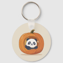 Söt Halloween-pumpa Panda Nyckelring