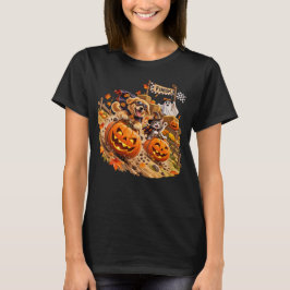 Söt Halloween Pumpa Ras Hund Katt  T Shirt