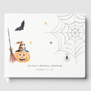 Söt Halloween-pumpa Spindelnät Bröllopsdusch Gästböcker