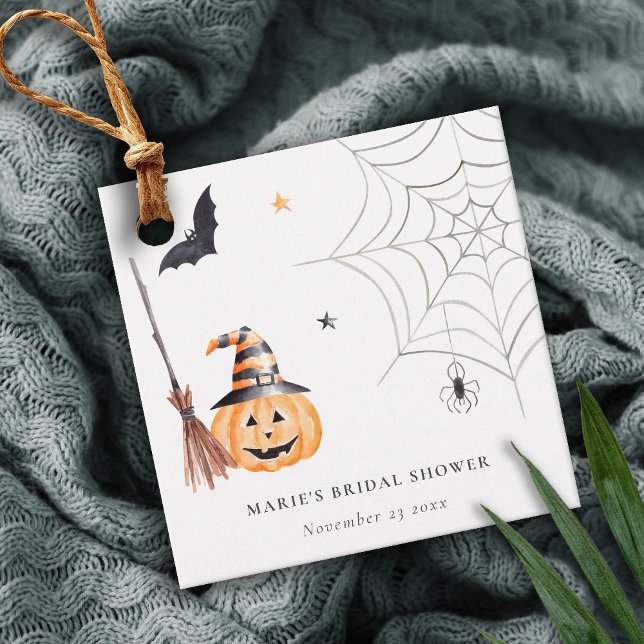 Söt Halloween-pumpa Spindelväv Bröllopsdusch Gåvor Etiketter (Skapare uppladdad)