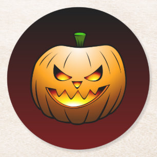 Söt Halloween-pumpa Underlägg Papper Rund