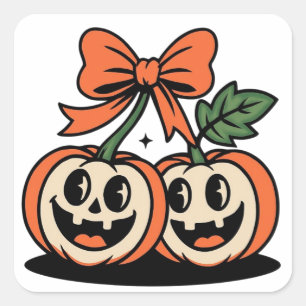 Söt Halloween-pumpapar-sticker Fyrkantigt Klistermärke