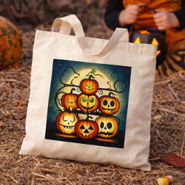 Söt Halloween-pumpastapel Tygkasse