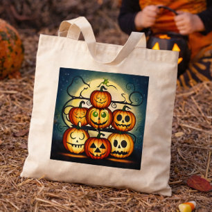 Söt Halloween-pumpastapel Tygkasse