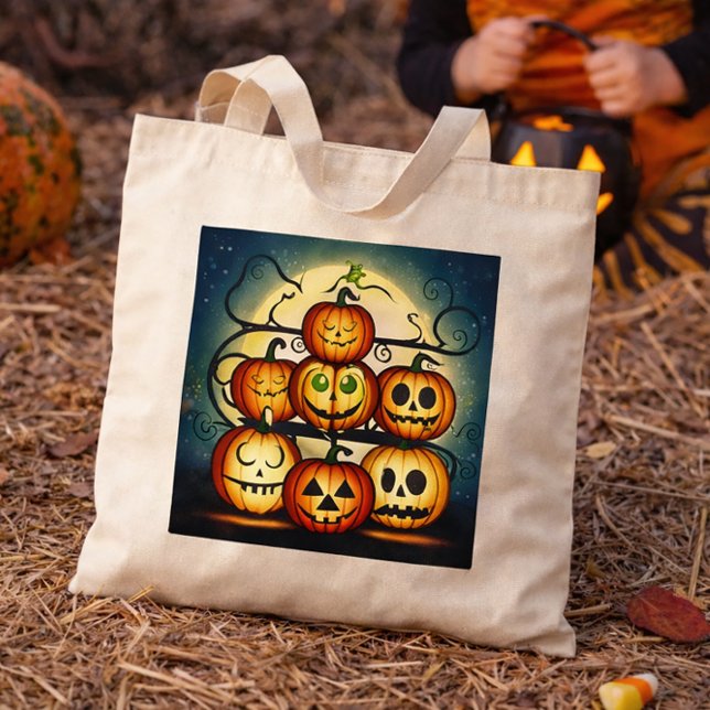 Söt Halloween-pumpastapel Tygkasse (Skapare uppladdad)