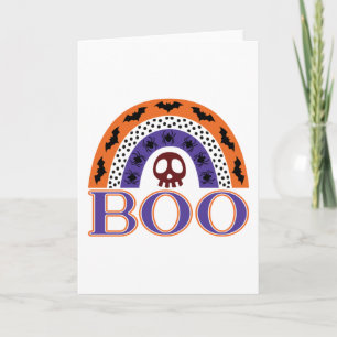 Söt Halloween regnbåge läskig Boo dödskalle fladde Kort