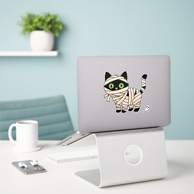 Söt Halloween skelett katt dekal (Laptop På Skrivbordet)