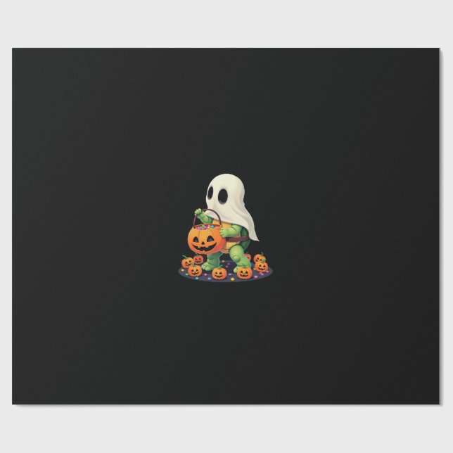 Söt Halloween Sköldpadda Spöke med Godis (2) Presentpapper (Platt)