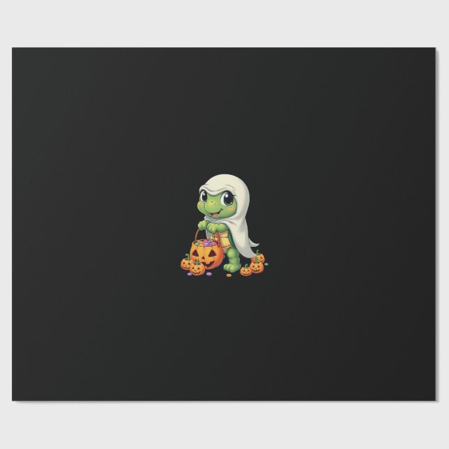 Söt Halloween Sköldpadda Spöke med Godis (4) Presentpapper (Platt)