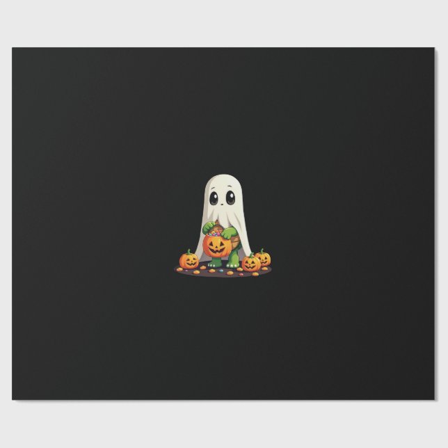 Söt Halloween Sköldpadda Spöke med Godis (6) Presentpapper (Platt)