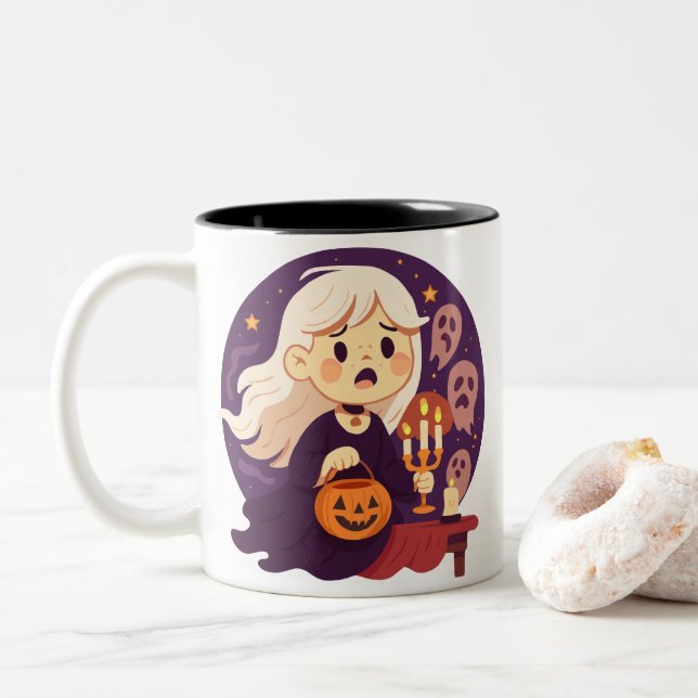 Söt Halloween-skräckhäxa Mugg – Spökliga spöken &  (Med munk)