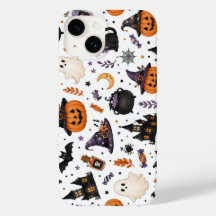 Söt Halloween-sömlös mönster med svarta katter