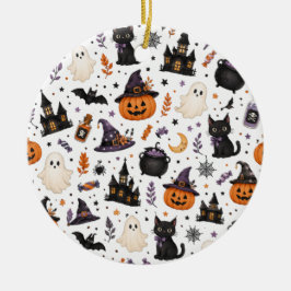 Söt Halloween-sömlös mönster med svarta katter Julgransprydnad Keramik