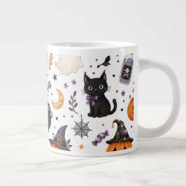 Söt Halloween-sömlös mönster med svarta katter Jumbo Mugg