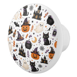 Söt Halloween-sömlös mönster med svarta katter Knopp