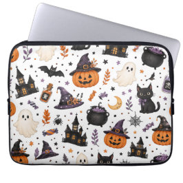 Söt Halloween-sömlös mönster med svarta katter Laptop Fodral