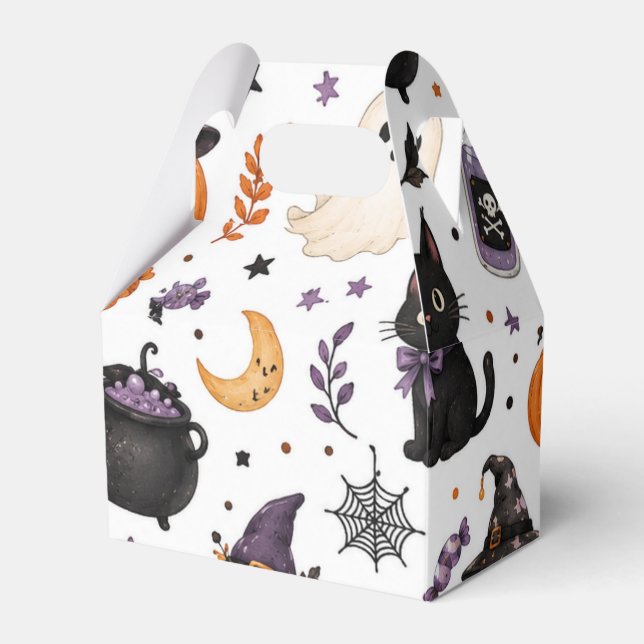 Söt Halloween-sömlös mönster med svarta katter Presentaskar (Framsidan Sidan)
