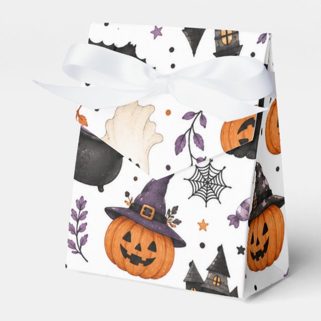 Söt Halloween-sömlös mönster med svarta katter Presentaskar (Framsidan Sidan)