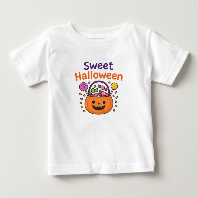 Söt Halloween Söt Design för godis hink  T Shirt (Framsida)