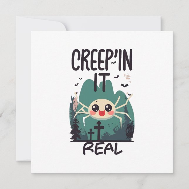 Söt Halloween Spindel Puns Inbjudningar (Framsida)