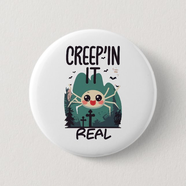 Söt Halloween Spindel Puns Knapp (Framsida)