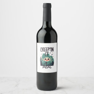 Söt Halloween Spindel Puns Vinflaska Etikett